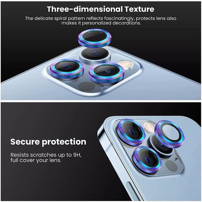 Tempered Glass Pelindung Kamera Ring Lensa Camera Rainbow Protector Untuk Iphone 11 12 13 14 15 Pro