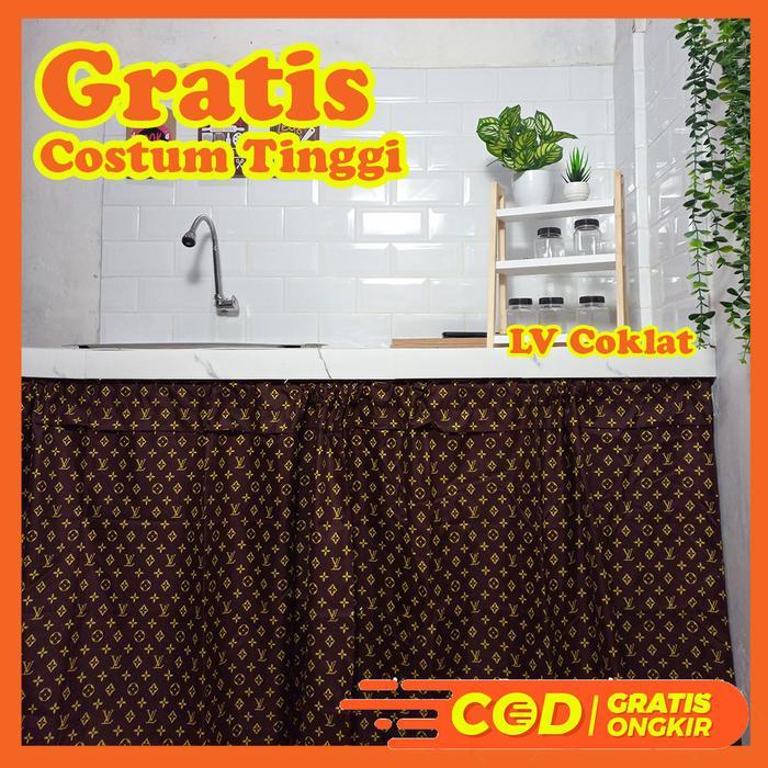 Gorden Kolong Dapur Hordeng Kolong Dapur Motif Lx Coklat