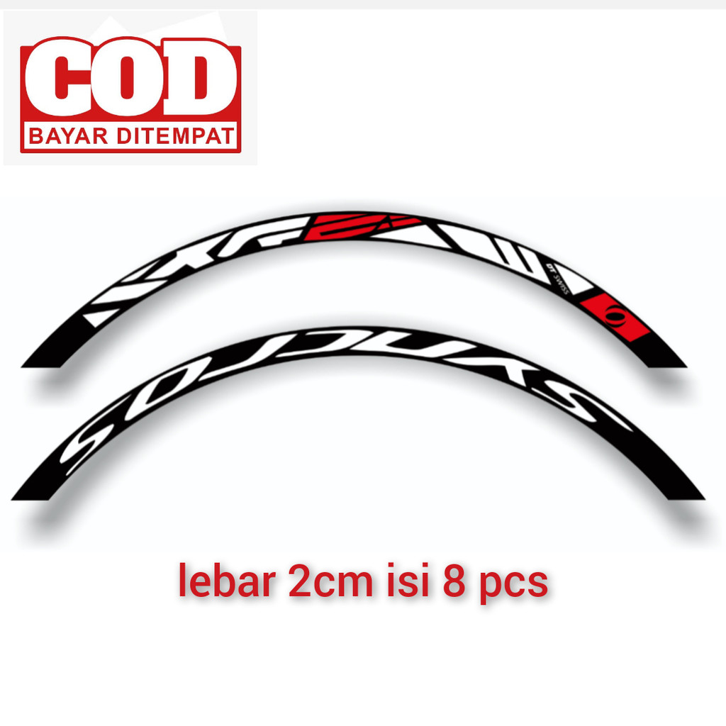 stiker decal rims syncross dt swiss xr .25 lebar 2cm isi 8 untuk 2 pelek Bisa cod stiker velg pelek 