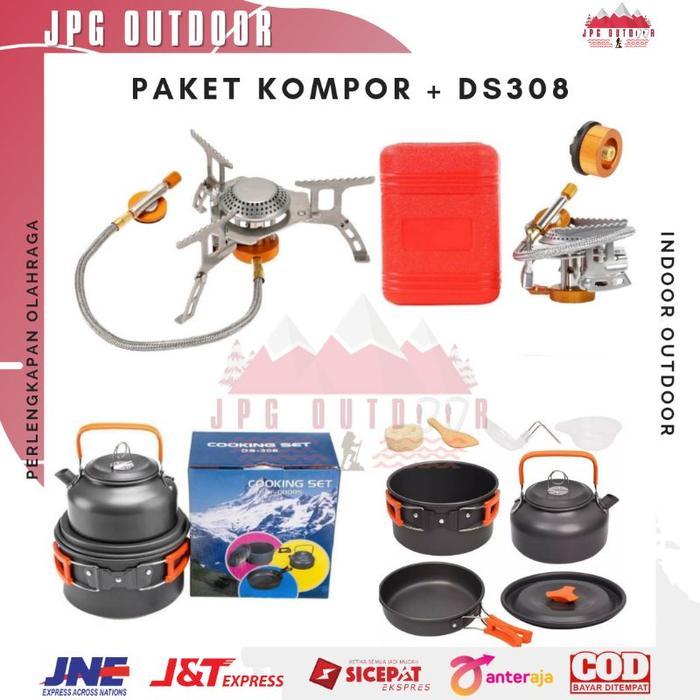 Paket Cooking Set Nesting DS308 Kompor Camping Ultralight Portable