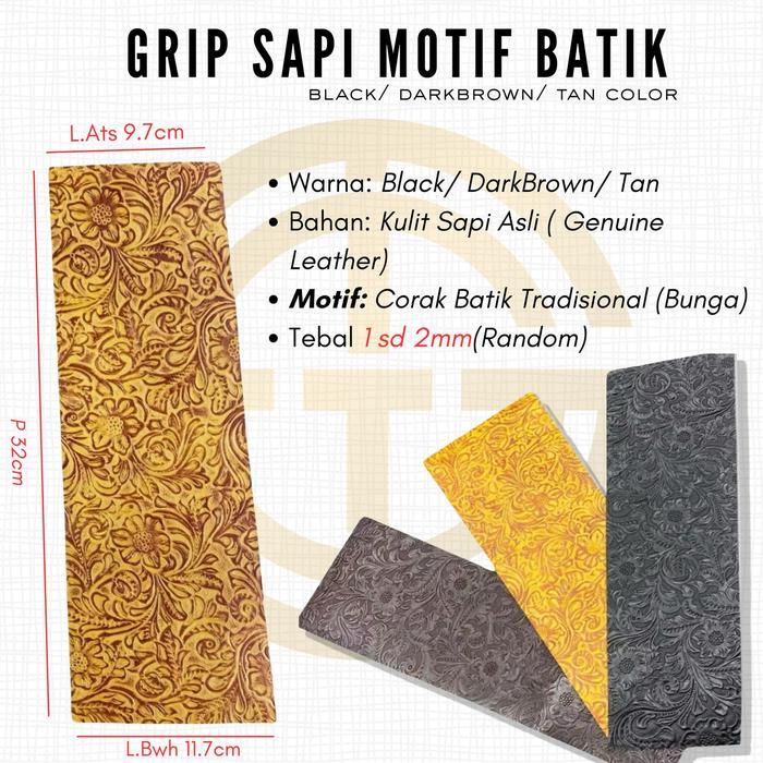 Grip Sapi Motif Batik / Bunga - Hitam