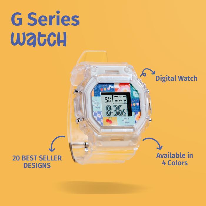 Paddy Id Jam Tangan Paddywatch G Series - Jam Tangan Rubber Digital Watch Putih Stopwatch Pink
