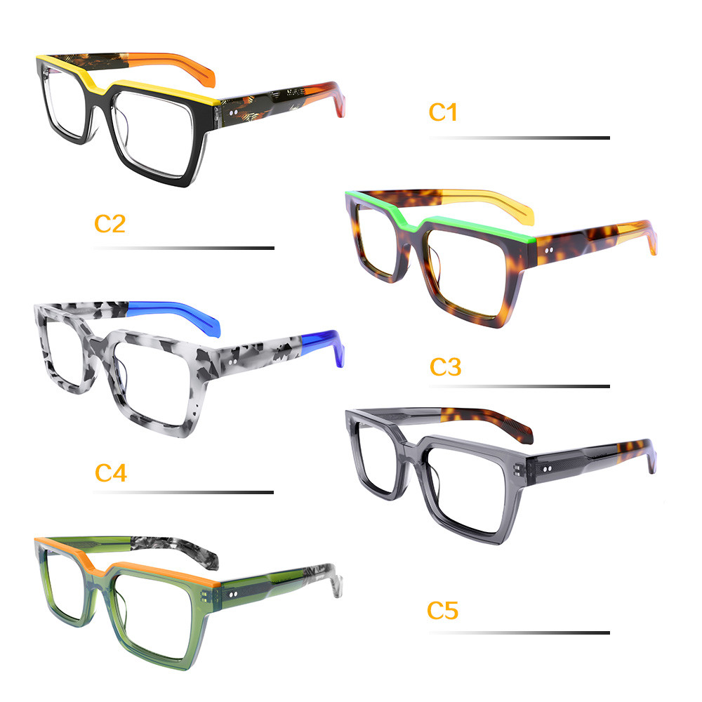 VZONE Acetate Glasses Frame Big Size Unisex Trendy Prescription Optical Eyewear Clear Lenses