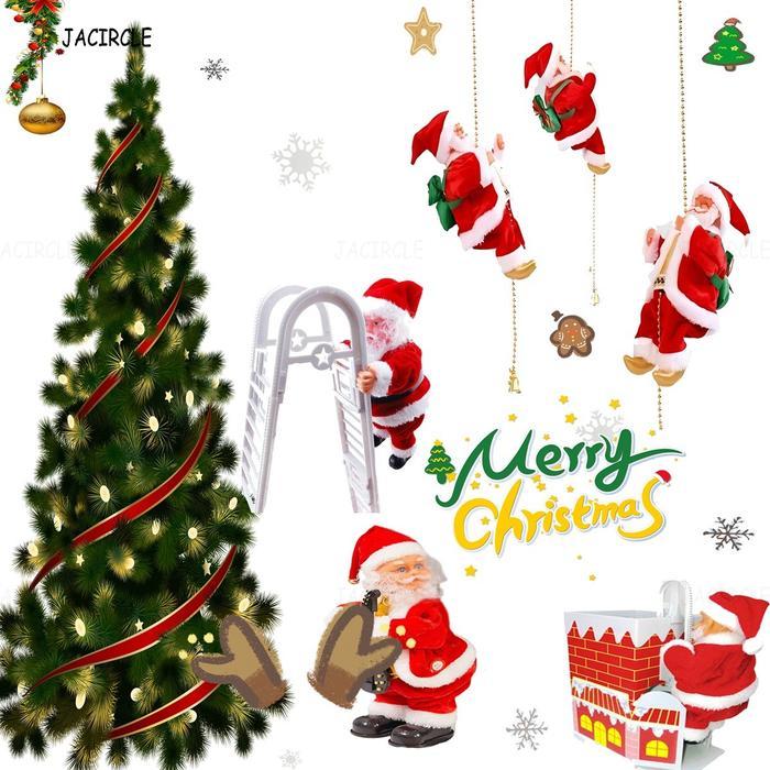 TERLARIS Christmas Electric Santa Claus Climbing Ladder Plush Doll Santa Claus Electric Climbing
