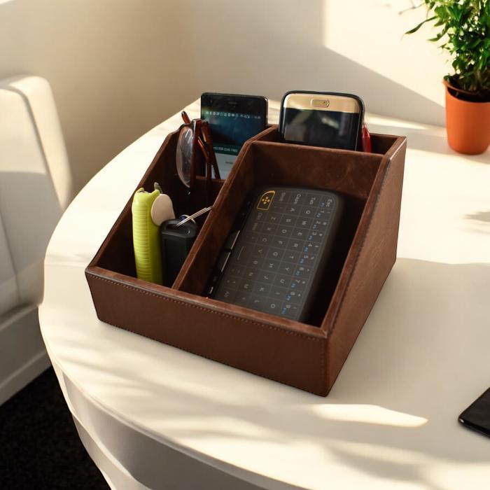 Exclusive Pen Holder Tempat Pensil & Alat Tulis Kantor - Pu Leather Desktop Storage Stationery Desk