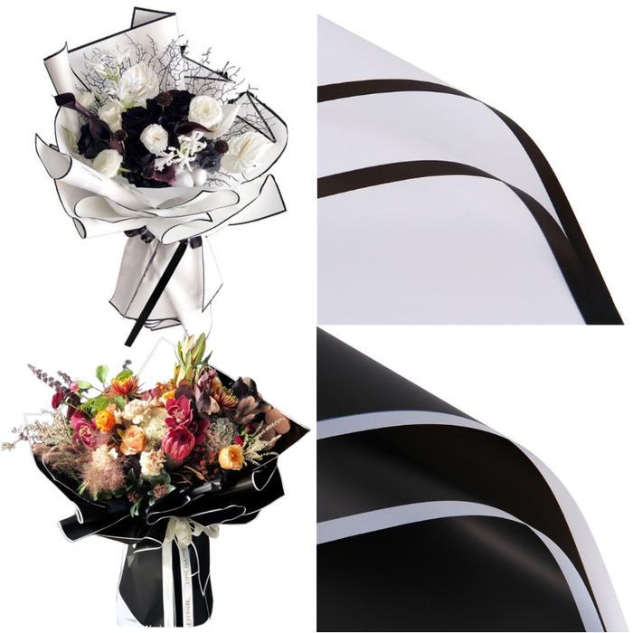 KB12 FLOWER WRAPPING WHITE & BLACK COLOR (ECER) TRANSPARENT CELLOPHANE