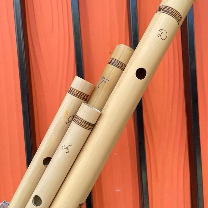 (1 set isi 12) suling dangdut tradisional suling bambu motif pentas set isi 12 nada