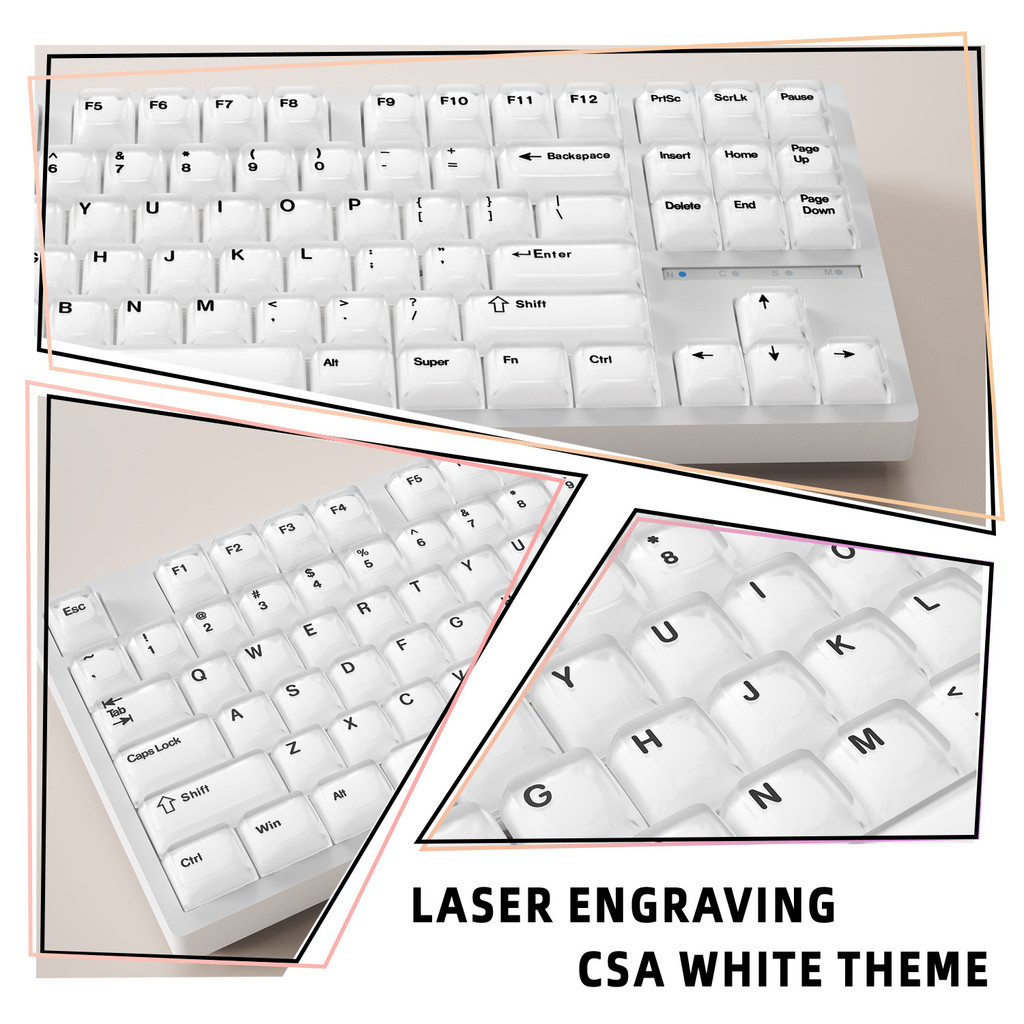 White Jelly Keycaps 132 Keys PBT+PC Material CSA Profile TWO-COLOR Personalized Wooting For CHERRY