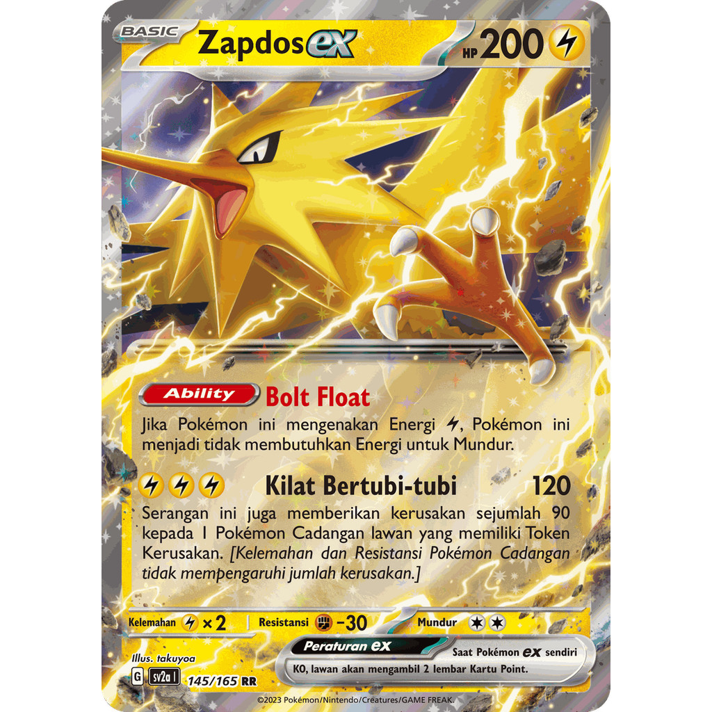 ID Zapdos ex RR 145/165 SV2a 151 | Kartu Pokemon TCG | KartuRR