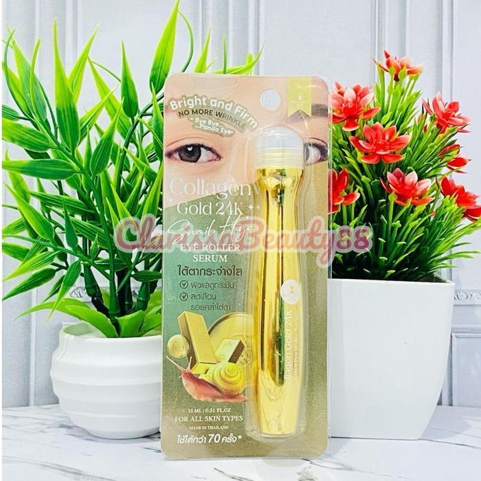 Precious Skin Collagen Gold 24K Snail Hya Eye Roller Serum/Serum Kantong Mata Panda Original