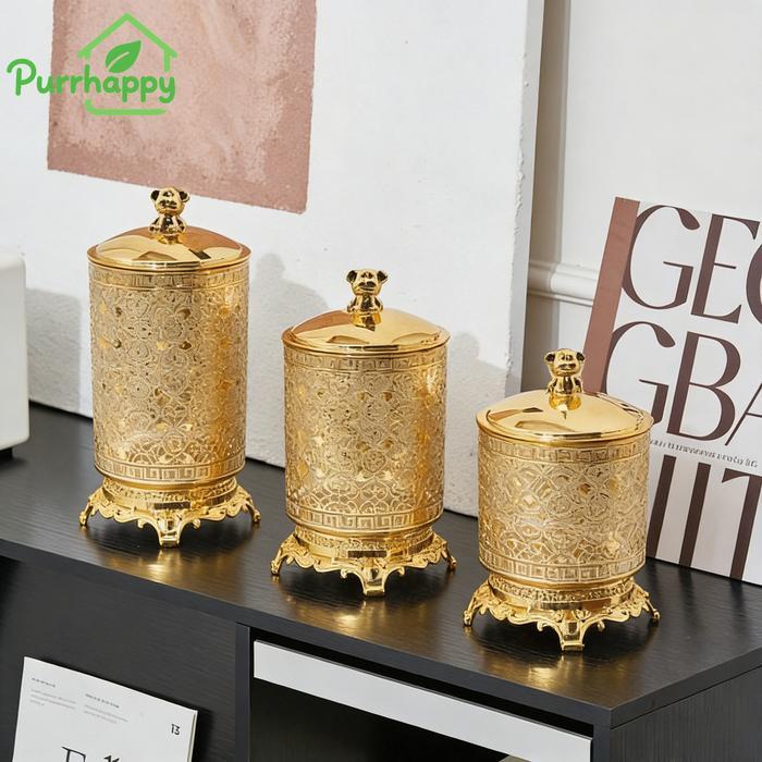 3PCS/Set Toples Lebaran Toples Snack Toples Snack Emas Toples Kedap Udara Toples Lebaran /Toples