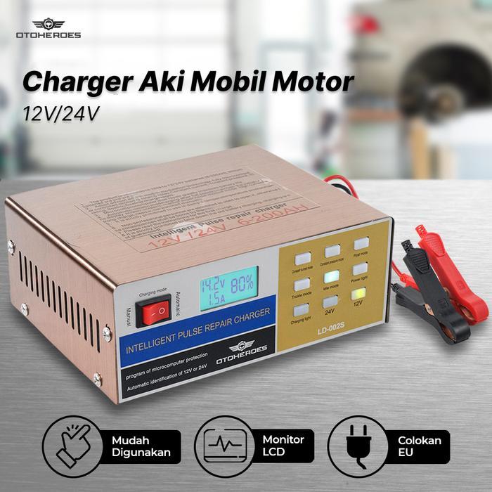 Charger Aki Mobil Otomatis Otoheroes Charger Aki Mobil Motor Intelligent Battery Charger 12V/24V -