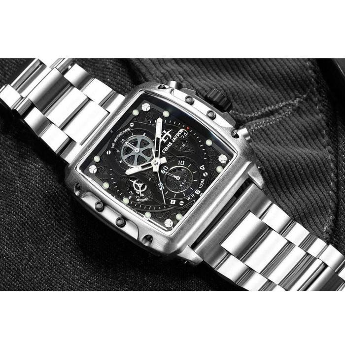 Evans Jayden Jam Tangan Pria 9550 Rantai Stainless Steel Kaca Sapphire Chronograph Water Resistant