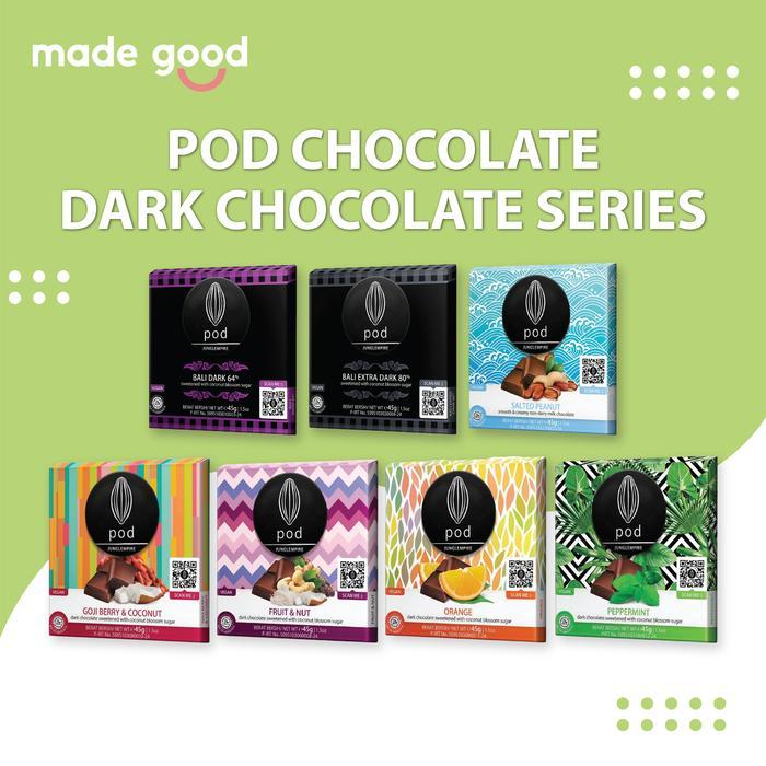 YUMMY Dark Chocolate Series - Cokelat Hitam Vegan Bali 45 100- Pod Chocolate