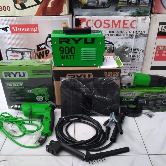 Paket mesin las Ryu 900watt+Bor Ryu10mm+Grindra Ryu 4"