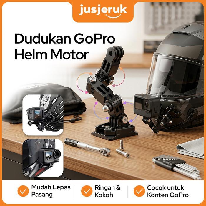 Terlaris JFactory Dudukan GoPro untuk helm Mount Helm Motor Full Face for GoPro Holder Camera SALE
