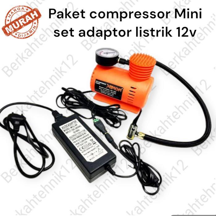 SHAKESPARE PAKET LENGKAP KOMPRESOR MINI XENON POMPA BAN MOBIL COMPRESSOR CAT & ADAPTOR LISTRIK 12V
