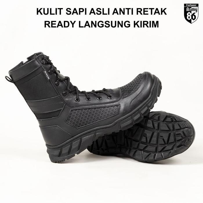 ARMY86 Sepatu PDL TNI POLRI SATPAM MODEL RAIDERS Boots pria outdoors Karet