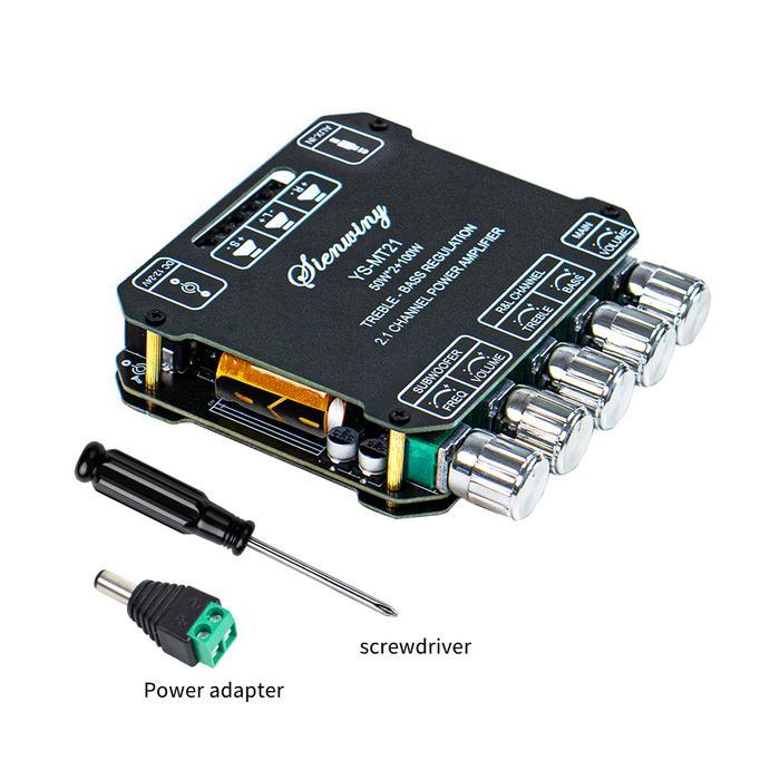 YS-MT21 Amplifier 2.1 200W Bluetooth 5.0 Modul Audio HiFi untuk Speaker Buku & Subwoofer Meja bass