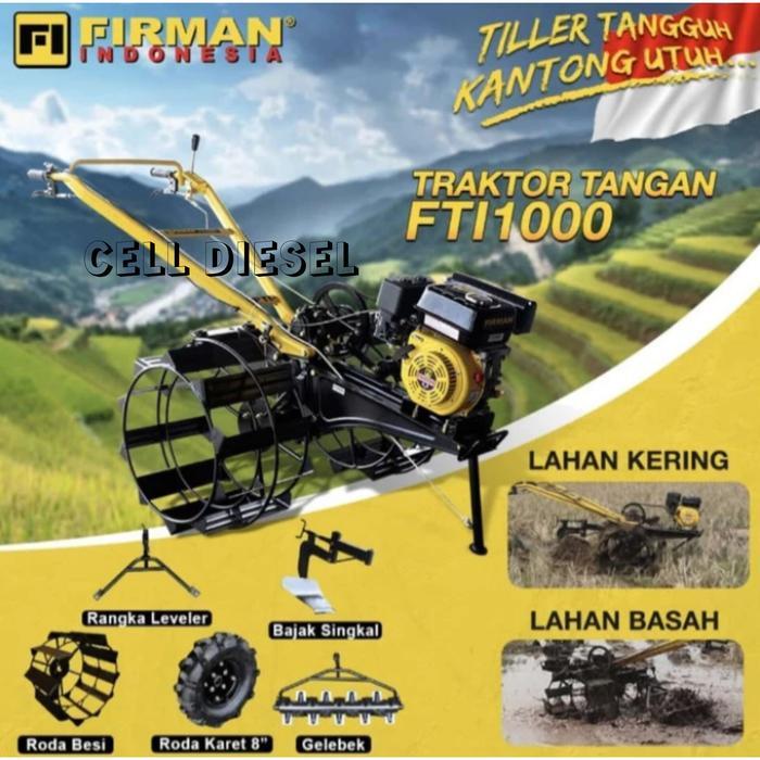 Traktor Capung Firman FTI 1000 Bajak Sawah + FGE220HD (7.5 HP)