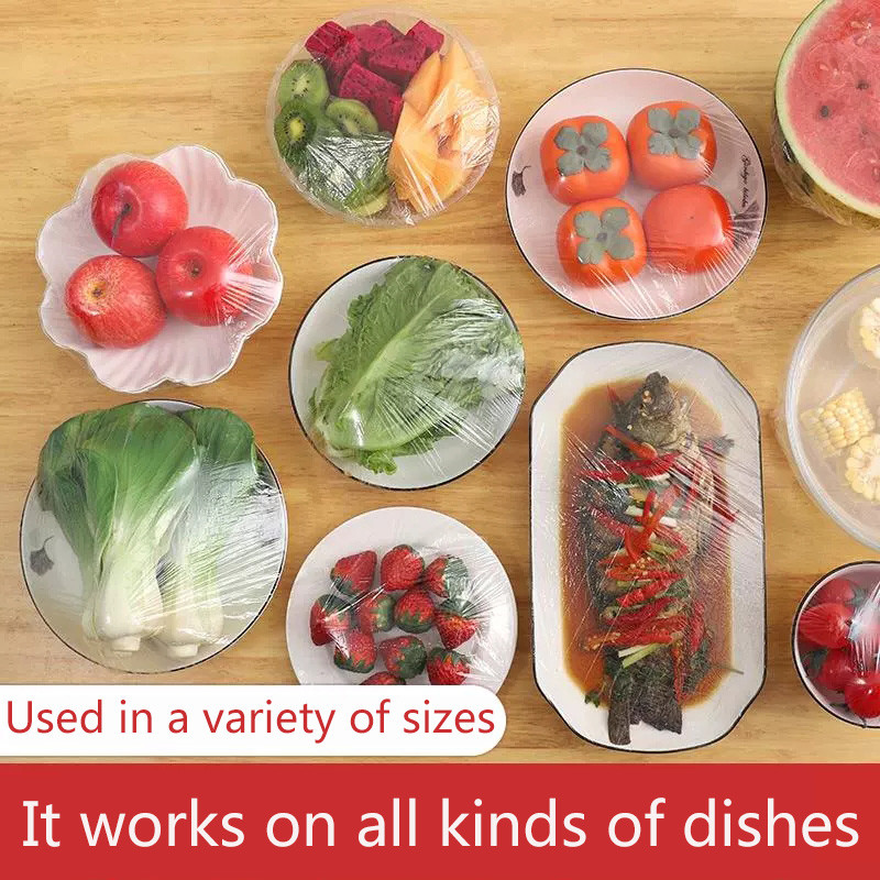 Disposable Food Cover Plastic Wrap Fruit Food Cover Bags Elastic Plastic Wrap Cover Food Grade