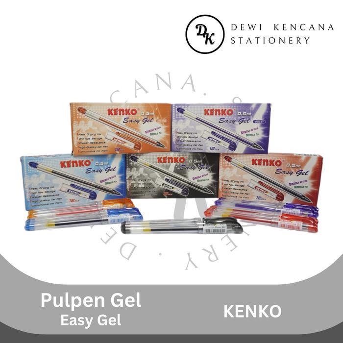 Pulpen Gel KENKO Easy Gel 0.5 1 Pak Isi 12 / Pulpen Gel KENKO Warna-Warni 1 Pak
