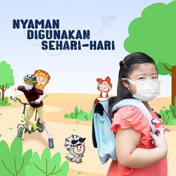 New BAGUS - Masker Anak 3 Ply Earloop Surgical Mask Masker Medis