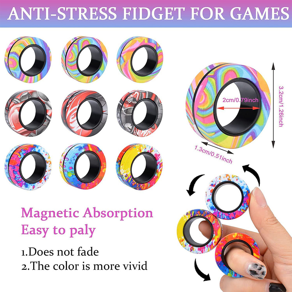 3Pcs Magnetic Rings Fidget Toy Set Adult Fidget Magnets Spinner Rings Fidget Pack Great Gift for
