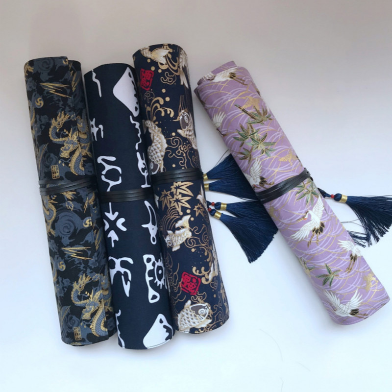 Cotton Pencil Case Chinese Painting Calligraphy Brush Pencil Case Watercolor Brush Pencil Bags Roll 