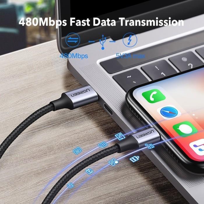 Kabel Charger Ugreen Usb Type C To Lightning Nylon 1M Pd Mfi - Us304