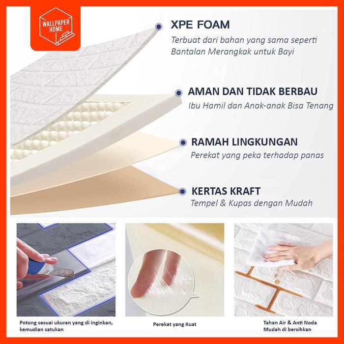 Wallpaper Dinding 3D Foam Motif Batu Bata Pola kartun anak-anak Dekorasi Dinding Kamar Murah