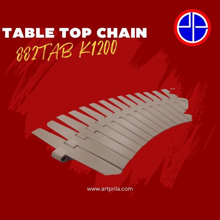 TABLE TOP CHAIN PLASTIC type 882-K1200 TAB Curve, W304.8mm @L10feet