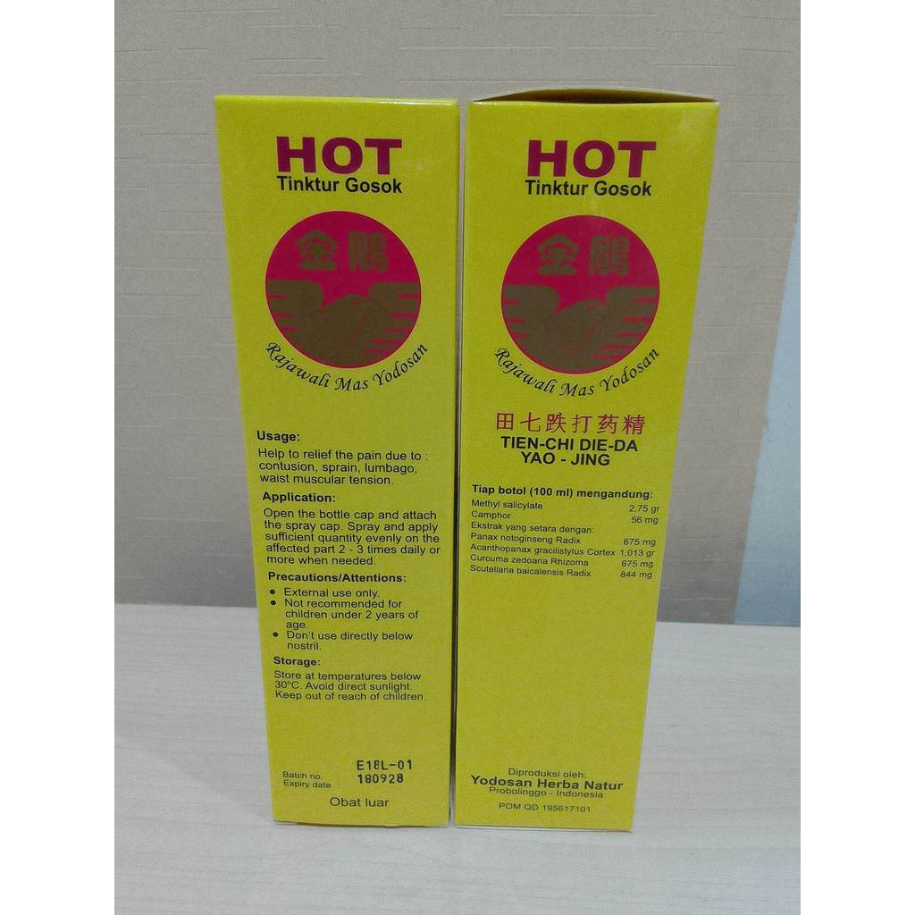 Hot Tinktur Gosok Rajawali Mas Yodosan 100ml/. Tien Chi Die Da Yao Jing