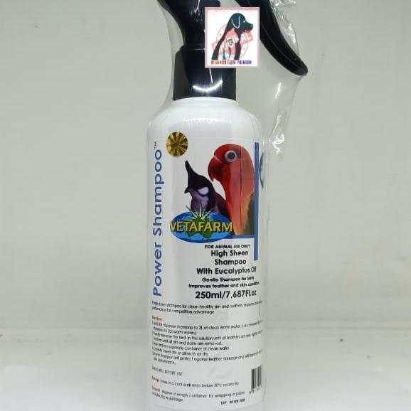 POWER SHAMPOO VETAFARM 250ML IMPORT SHAMPO SAMPO BURUNG MACAW MURAI CUCAK