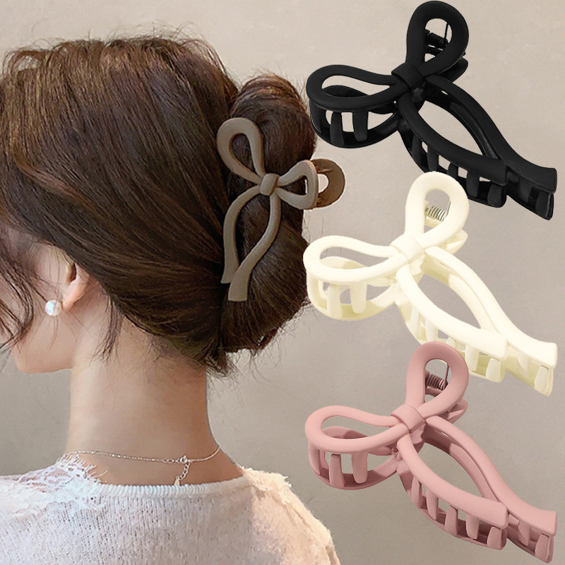 Matte Bow Large Hair Claw Crab Ponytail Hair Accessories for Women Acrylic Bowknot Hair Clips