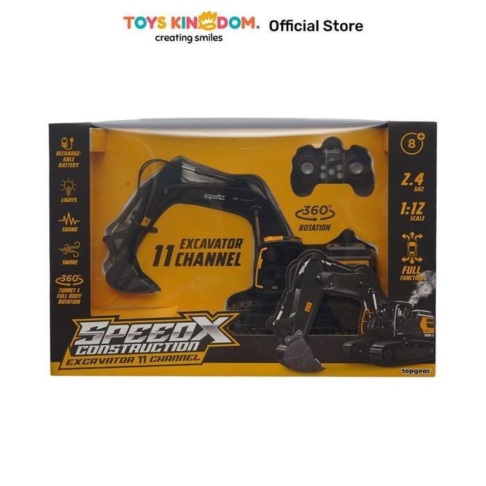 Toys Kingdom Top Gear Speedx Construction Excavator 11 Channel Remote Control 1:12 - Hitam Miniatur