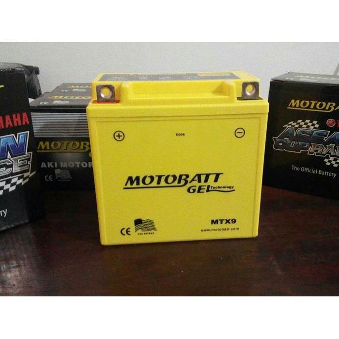Aki motor Bajaj Pulsar 180 Motobatt MTX9 Aki kering/Aki Gel