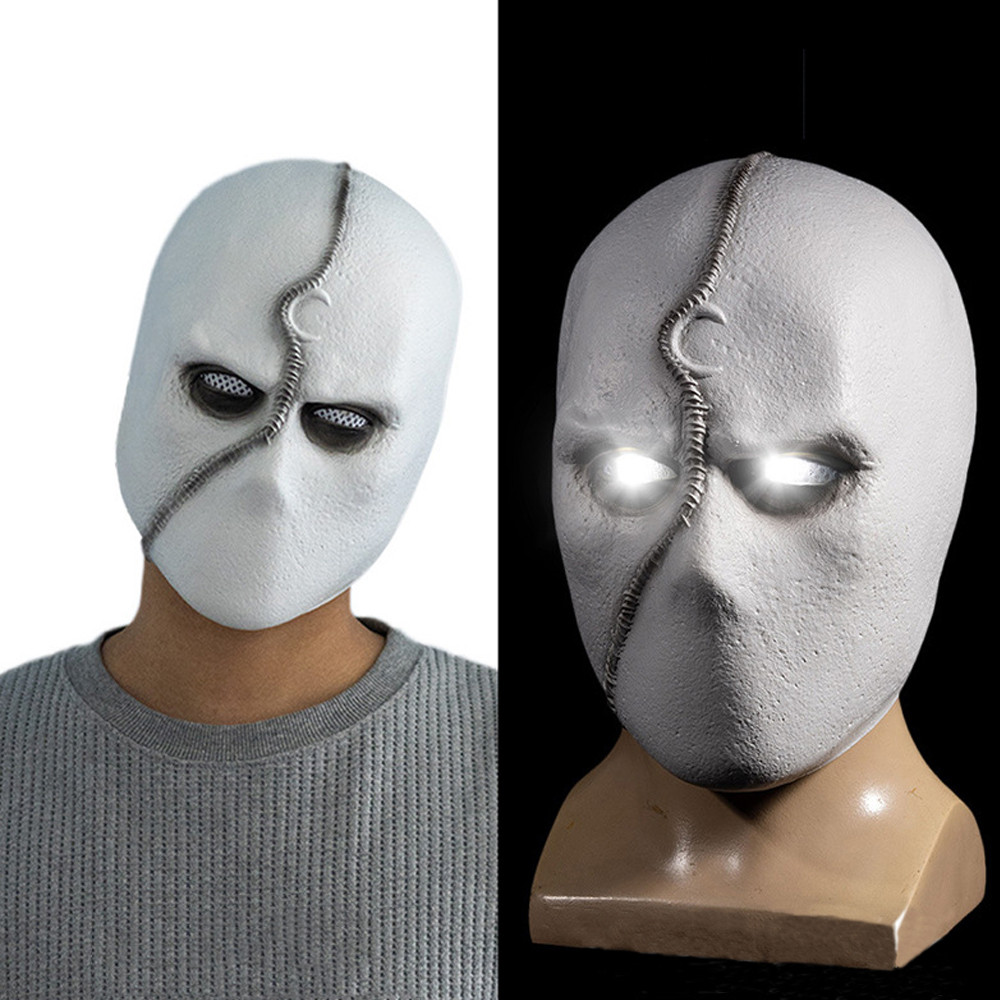 With Led Light Up Cosplay Moon Movie Role Knight Style Funny Halloween Mask Full Face Carnival Party