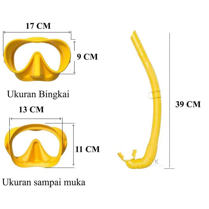 Snorkeling Mask Kansa Tempered Glass Set Selang Kacamata Renang Snorkeling Masker Diving Masker