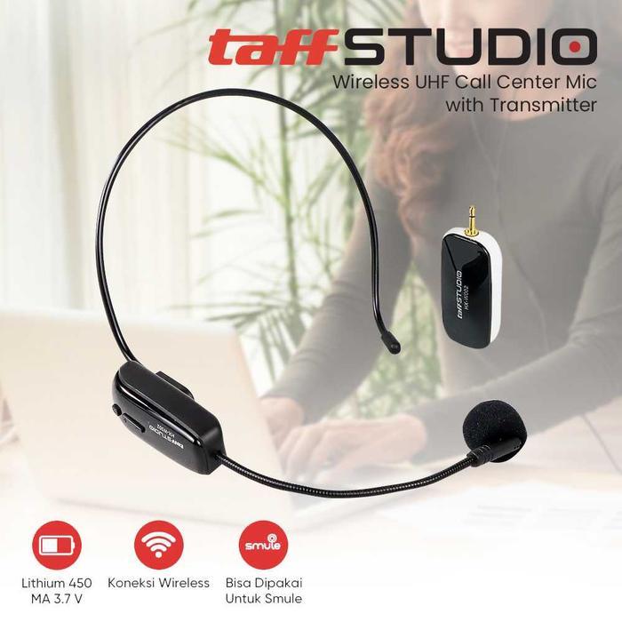 Taffstudio Microphone Imam Masjid Tanpa Kabel Wireless Uhf Call Center Mic With Transmitter Telinga