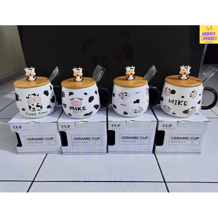 Gelas Mug Cow Sapi Mike Lucu Mungil Keramik Hadiah Ulang Tahun / Natal