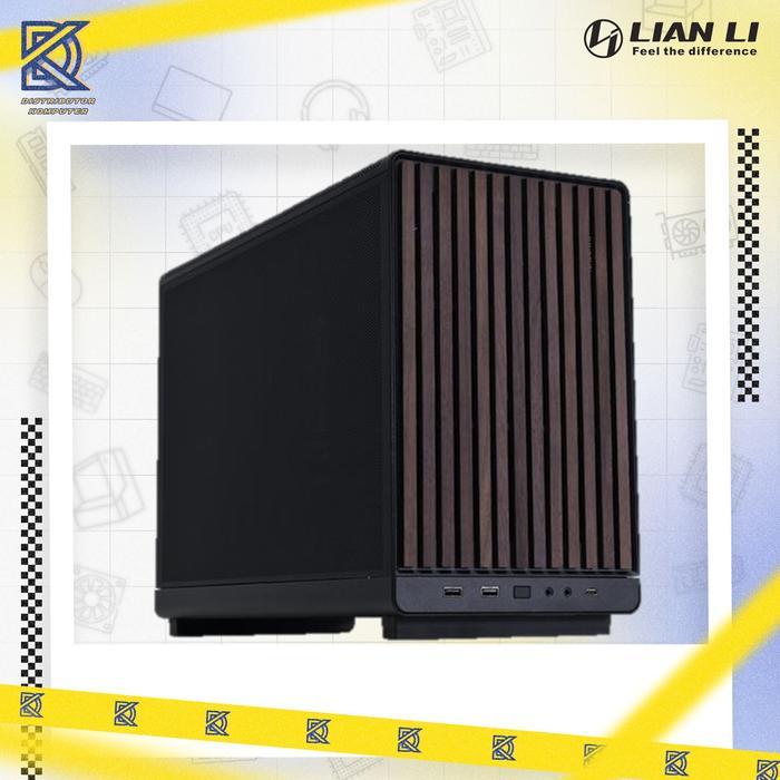 LIAN LI A3 - mATX WOOD EDITION BLACK - Steel Mesh Panels with Sophisticated Black Walnut Trim