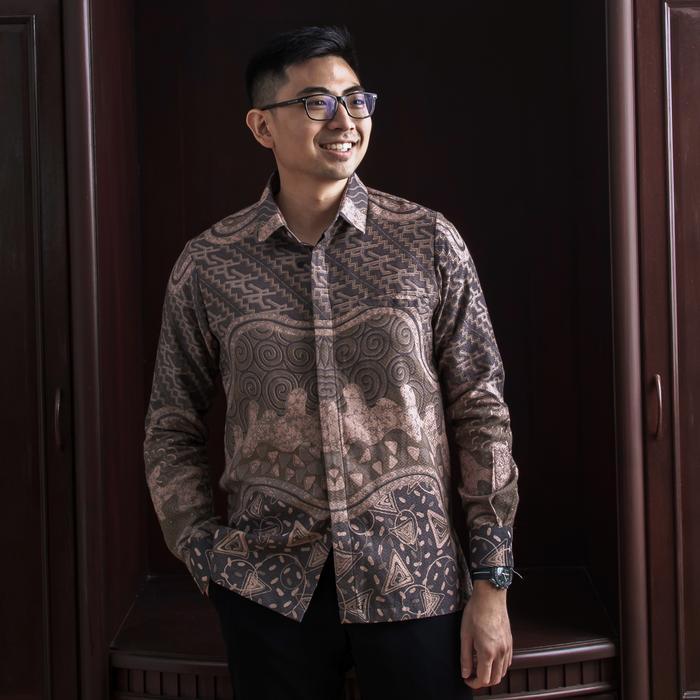 Graval Mandalas Batik Kemeja Batik Pria Modern Fit Lengan Panjang Motif Mandalas - XXL Kemeja Batik 