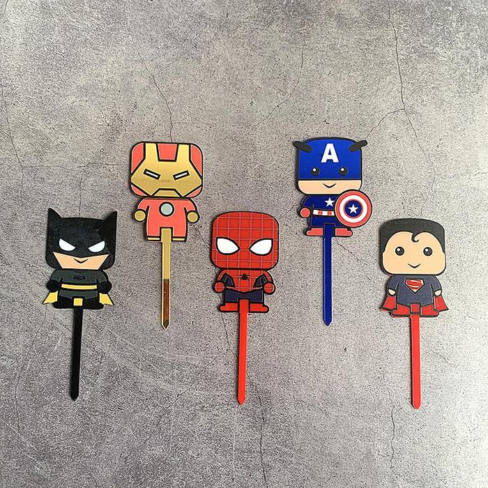 TOPPER SUPER HERO CAKE DECOKORASI /TOPPER TUSUK AVENGERS