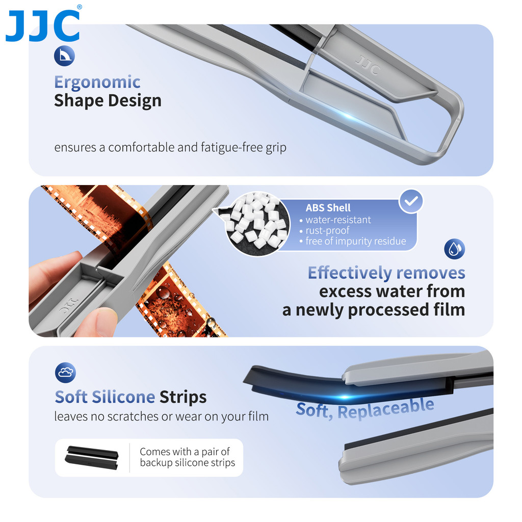 JJC 35mm 120mm Film Squeegee Film Wiper with Silicone Blades Remove Water Film Tools 35mm Film