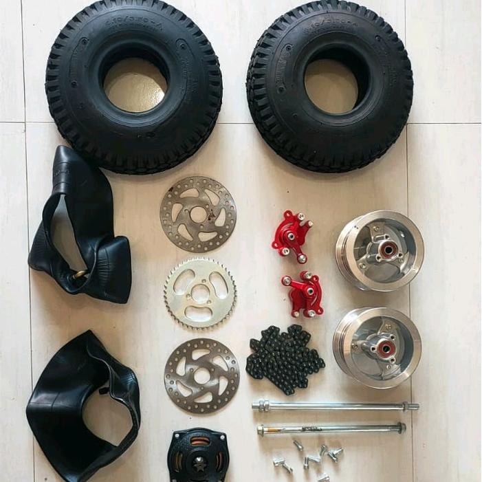 TERBARU Roda goped scooter custom rinh 4" set lengkap pengereman Ban