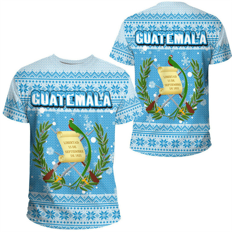Kaos Bendera Etnik Republik Guatemala Cetakan 3D Kaus Grafis Peta Emblem Guatemala Kaus Streetwear M