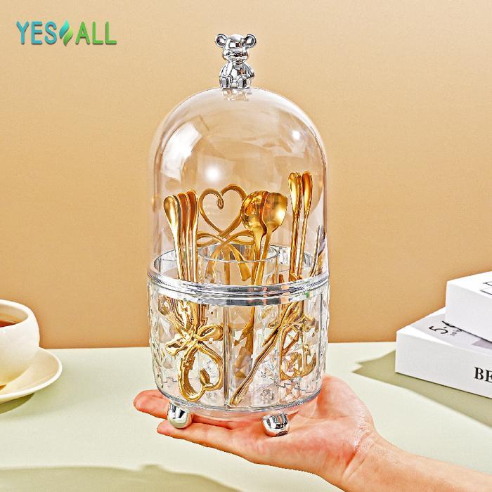 Promo Yesall Rak Makeup Kosmetik Crystal Transparan Aesthetic Rak Kosmetik Putar 360 Derajat