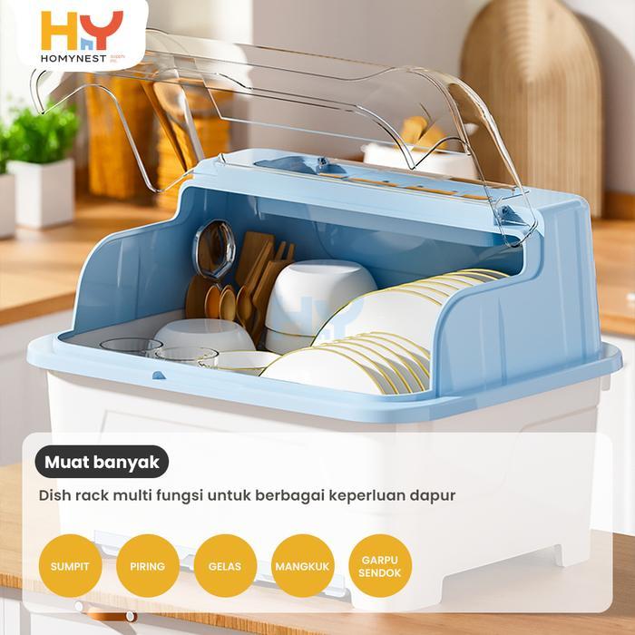Promo Homynest Rak Tempat Gelas Piring Anti Debu Dengan Penutup Berkualitas Original