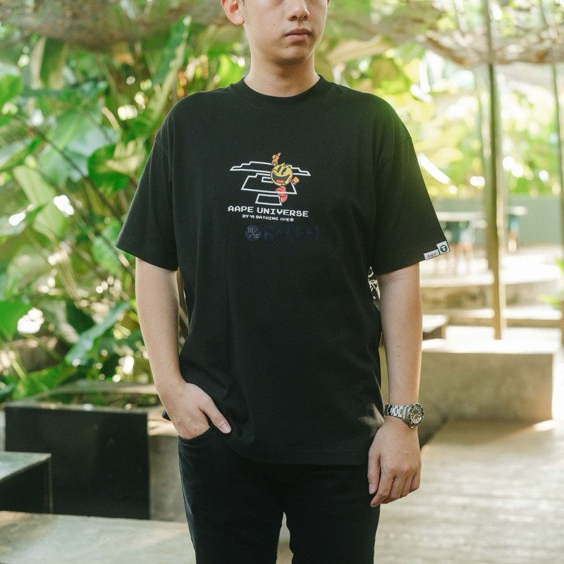 Kaos Aape X Pacman Trio Icon Hitam Asli